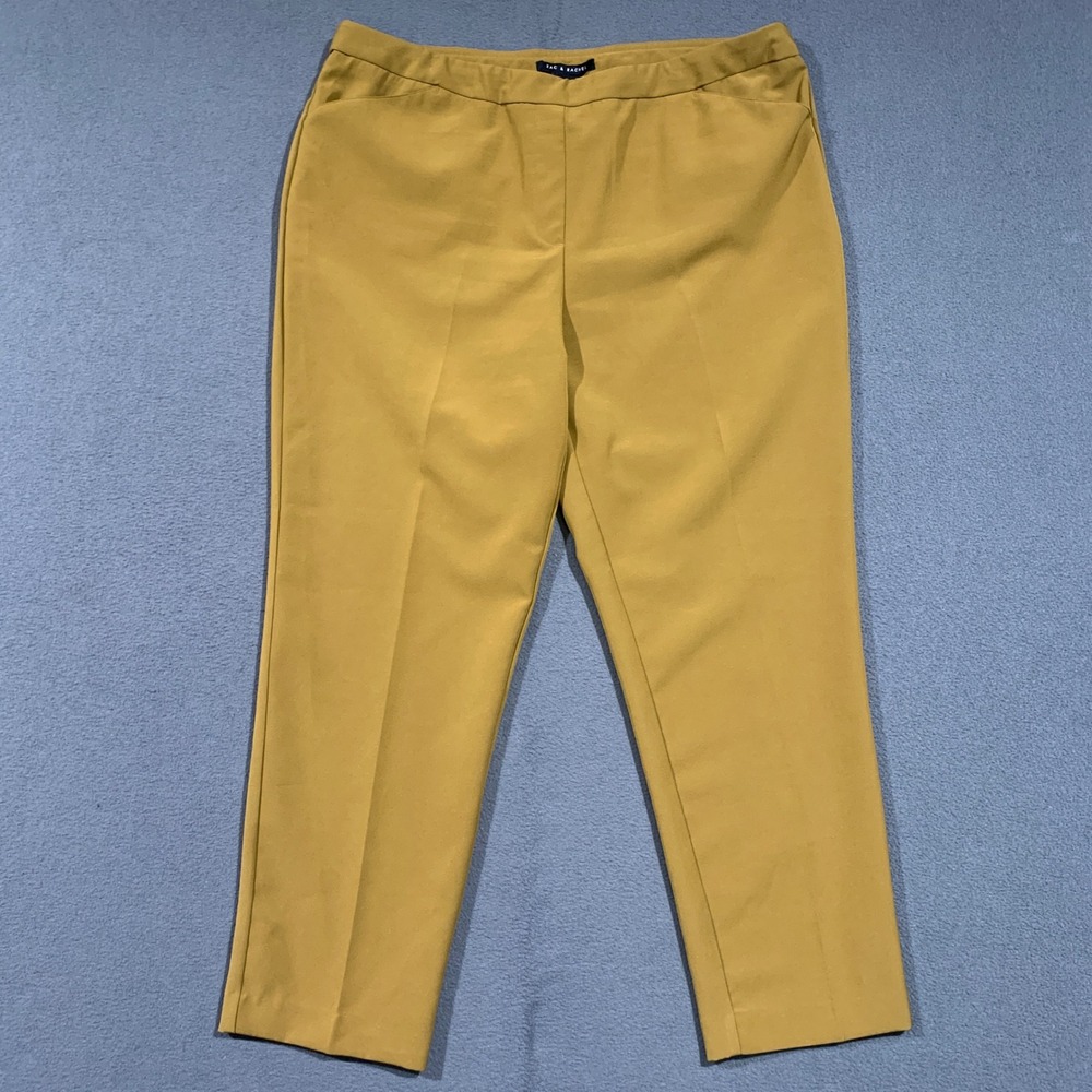 Zac & Rachel Bond 18 Yellow Ankle Trousers Womens 16 Stretch Pull On Work‎ Pants